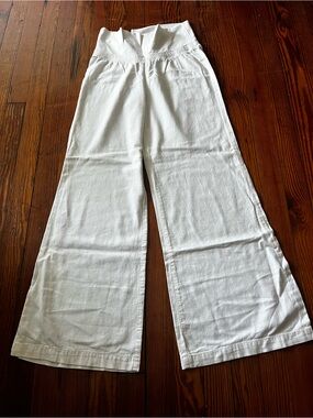 White Wide-Leg Pull-On Pants